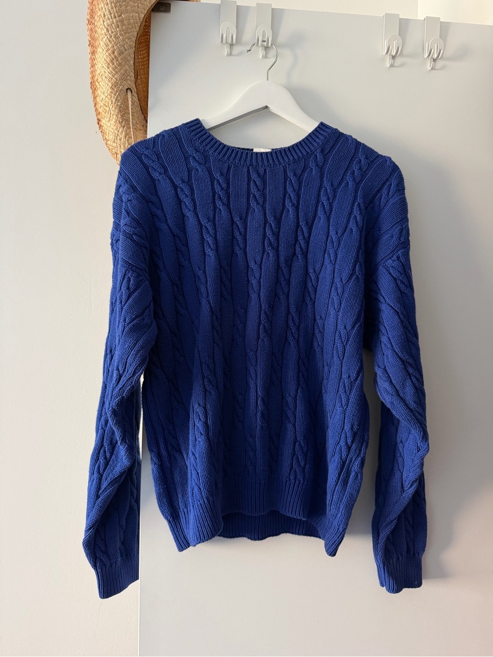Vintage Talbots Royal Blue Cable-Knit Crewneck Sweater